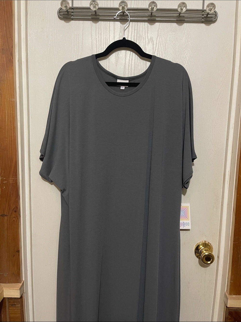 LuLaRoe Maria 3-XL Maxi Short Sleeve Dress - Gray BNWT